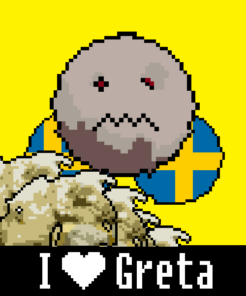 CLIMATE PIXUS #00015 | PIXUS METAVERSE yellow Carbon dioxide evil evil unhappy sweden plasticgarbage iLOVEgreta 