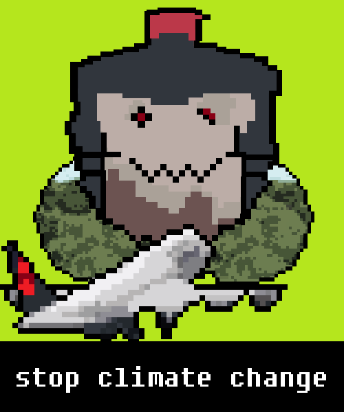 CLIMATE PIXUS #0037 | PIXUS METAVERSE lightgreen Carbon dioxide evil evil happy rainforest praetorian airplane stop climate change 