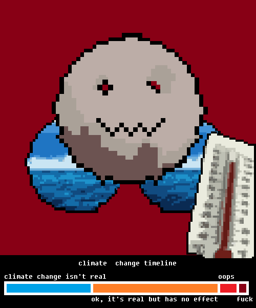 CLIMATE PIXUS #0320 | PIXUS METAVERSE darkred Carbon dioxide evil evil happy ocean tempmeasure climate change timeline 