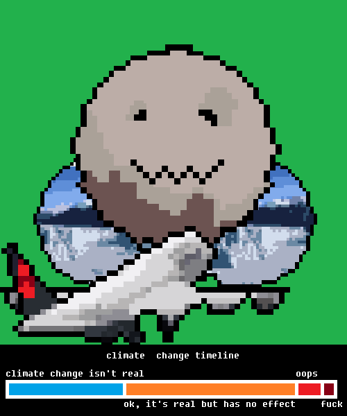 CLIMATE PIXUS #0324 | PIXUS METAVERSE green Carbon dioxide standard standard happy glacier airplane climate change timeline 